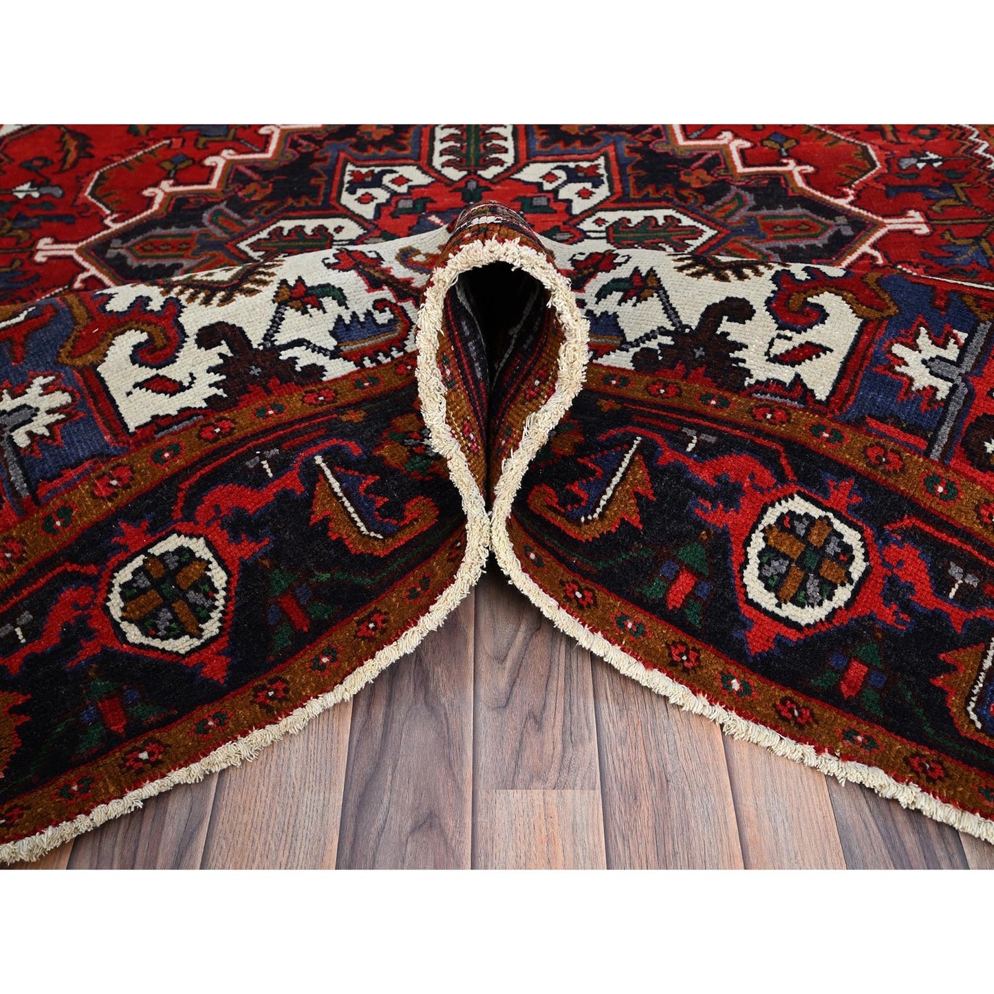 6'7"X9'2" Spanish Red Antique Organic Wool Hand Knotted Oriental Pile Rug