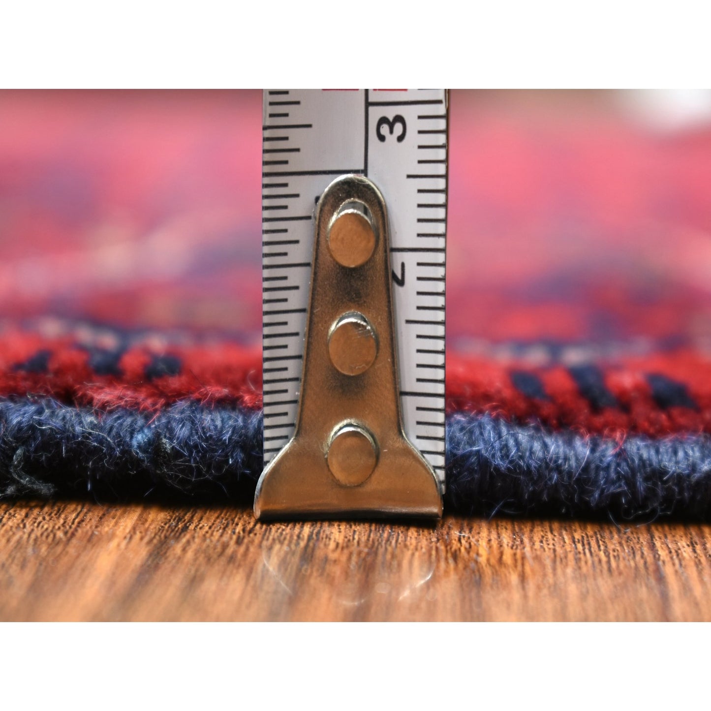 3'5"X4'10" Deep Red Afghan Khamyab Shiny Wool Hand Knotted Rug