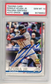Ronald Acuna Jr. 2019 Topps Autographed Card Psa Auto 10