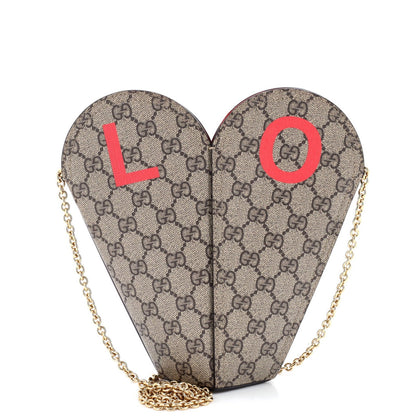 Gucci Valentine'S Day Chain Heart Bag Printed Gg Coated Canvas Small