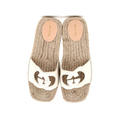 Gucci Women'S Interlocking G Espadrille Slide Platform Sandals Leather