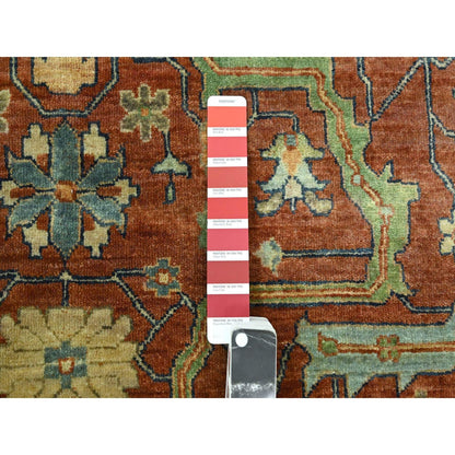 10'X13'10" Rust Red Heris All Over Design Hand Knotted 100% Wool Rug