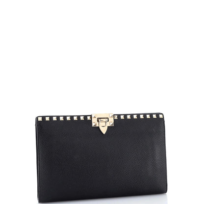 Valentino Garavani Rockstud Flip Lock Flat Pouch Leather Large