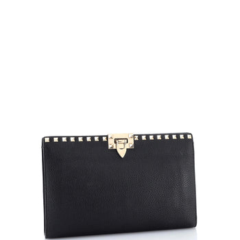 Valentino Garavani Rockstud Flip Lock Flat Pouch Leather Large