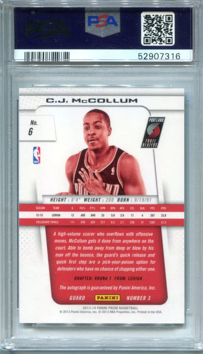Cj Mccollum 2013 Panini Prizm #6 Auto (Psa Gem Mt