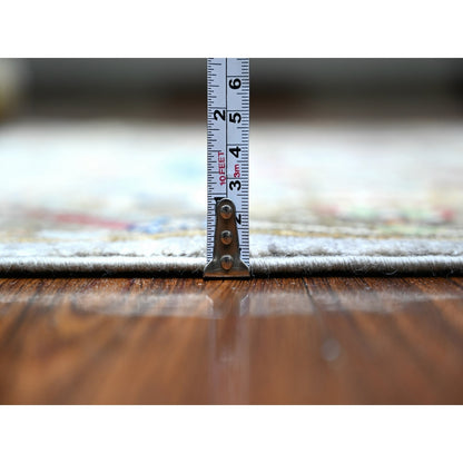 4'1"X11'8" Gray Vegatable Dyes Vibrant Wool Wide Runner Oriental Rug