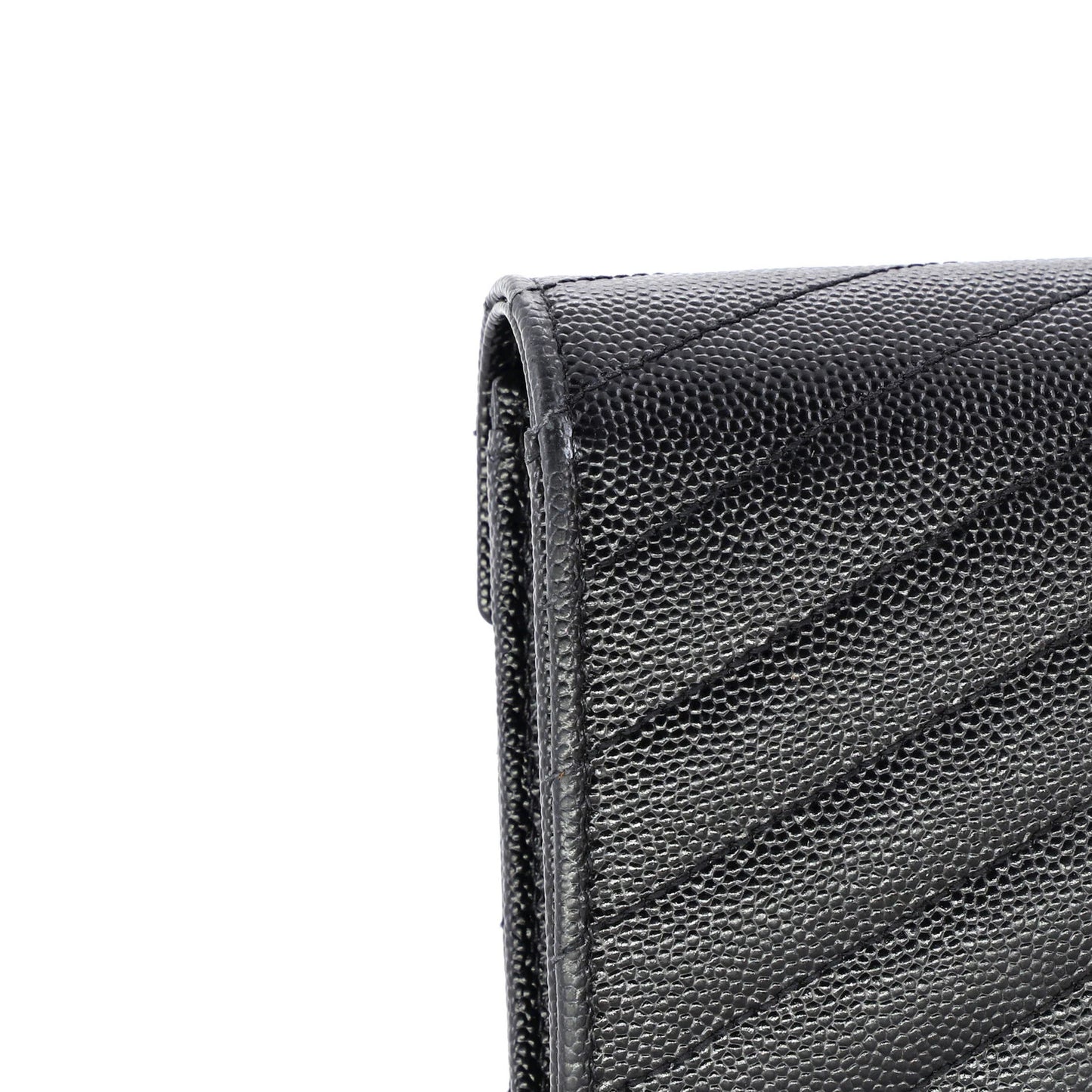 Saint Laurent Classic Monogram Flap Wallet Matelasse Chevron Leather Large