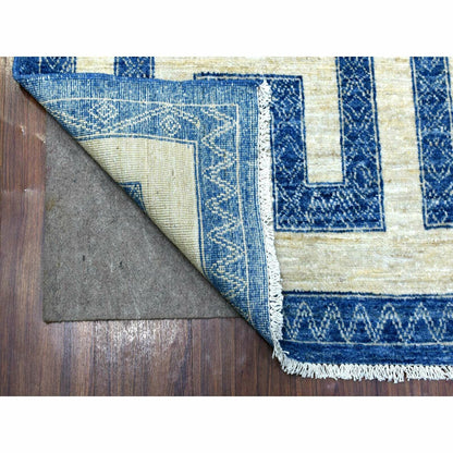 5'10"X8'9" Soft Wool Hand Knotted Denim Blue Maze Design Rug