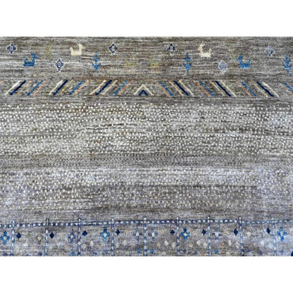 9'1"X11'8" Mindful Gray Fine Kashkuli Gabbeh Hand Knotted Oriental Rug