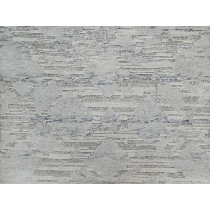 2'x3' Pastel Gray Modern Design Undyed Natural Wool Hand Knotted Mat Rug