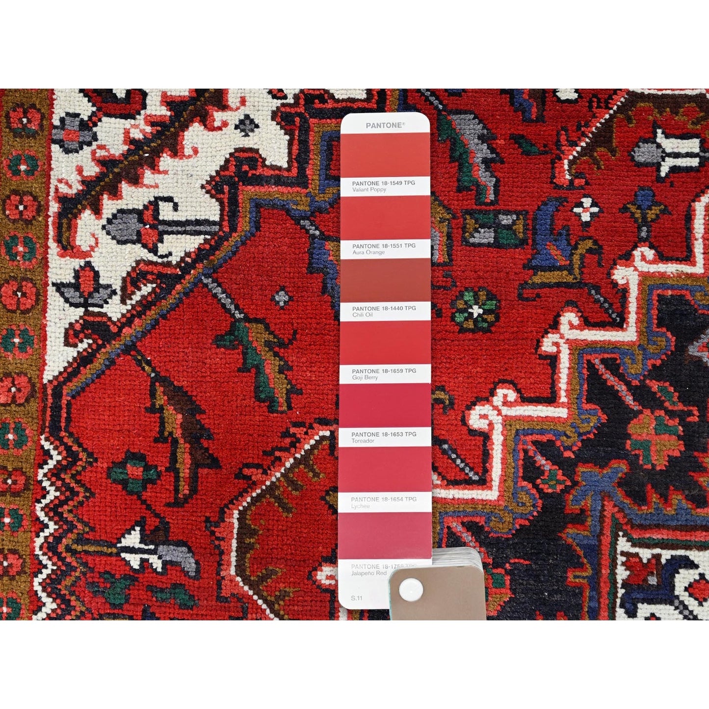 6'7"X9'2" Spanish Red Antique Organic Wool Hand Knotted Oriental Pile Rug