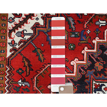 6'7"X9'2" Spanish Red Antique Organic Wool Hand Knotted Oriental Pile Rug