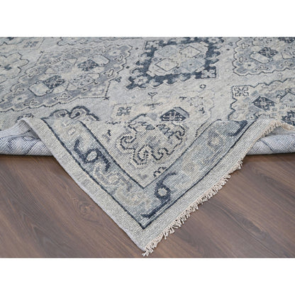12'X17'9" Gray Hand Knotted Anatolian Design Organic Wool Oversized Rug