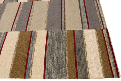Hand-Tufted Multicolored Stripes 5X8 Modern Area