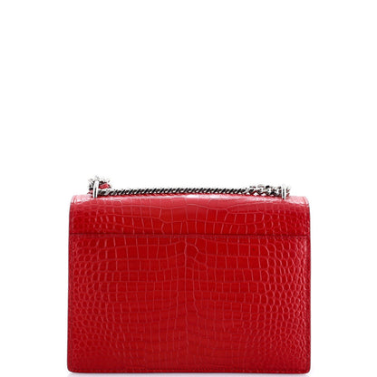 Saint Laurent Sunset Crossbody Bag Crocodile Embossed Leather Medium