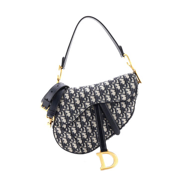 Christian Dior Saddle Handbag With Strap Oblique Canvas Medium