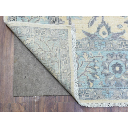 6'1"X9' Ivory Hand Knotted Fine Peshawar Soft Wool Oriental Rug