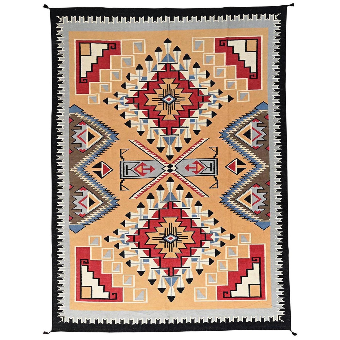 10'2"X13'9" Brown American Geometric Design Rug Flat Weave Hand Woven Wool