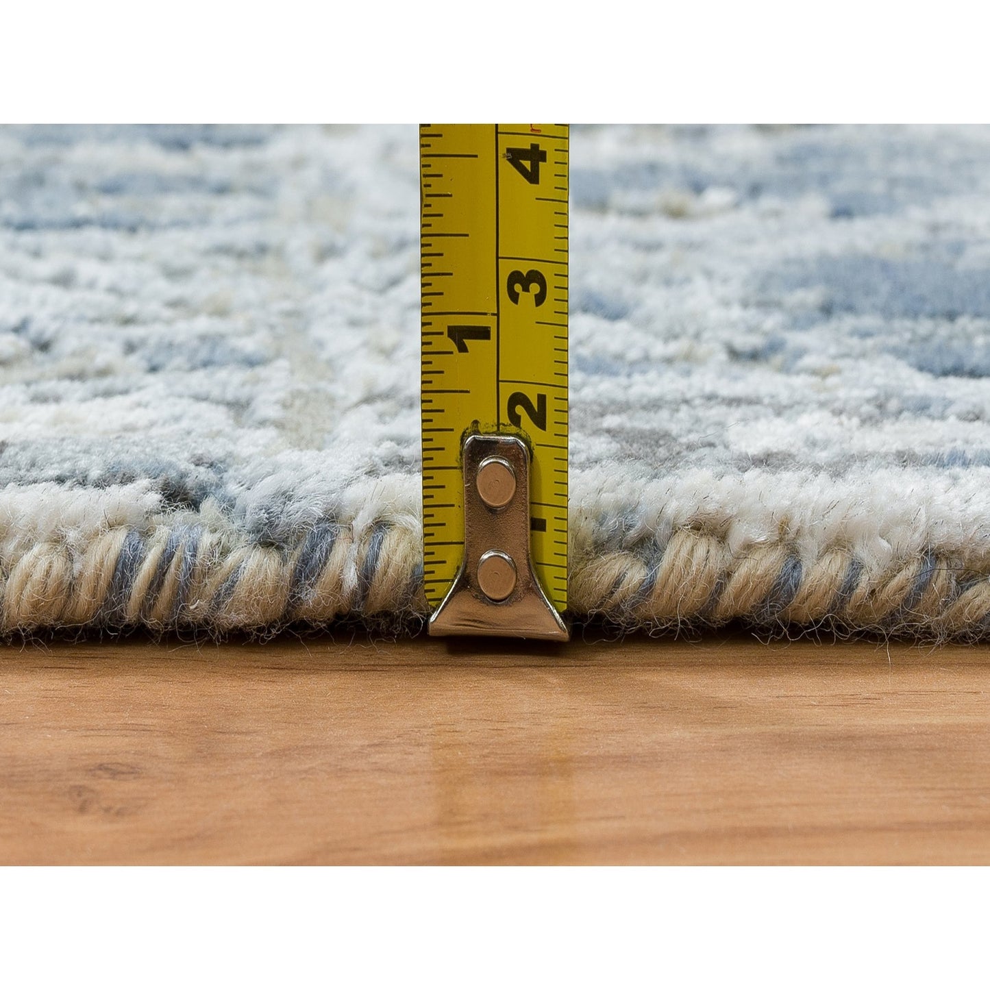 2'7"X12' Gray The Honeycomb Design Hand Knotted Wool And Silk Runner Rug