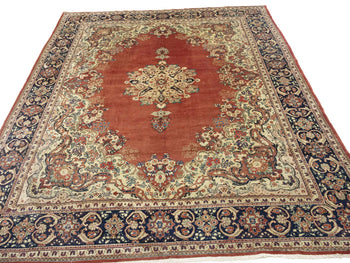 Semi-Antique Hand-Knotted Floral Rug Extra Large
