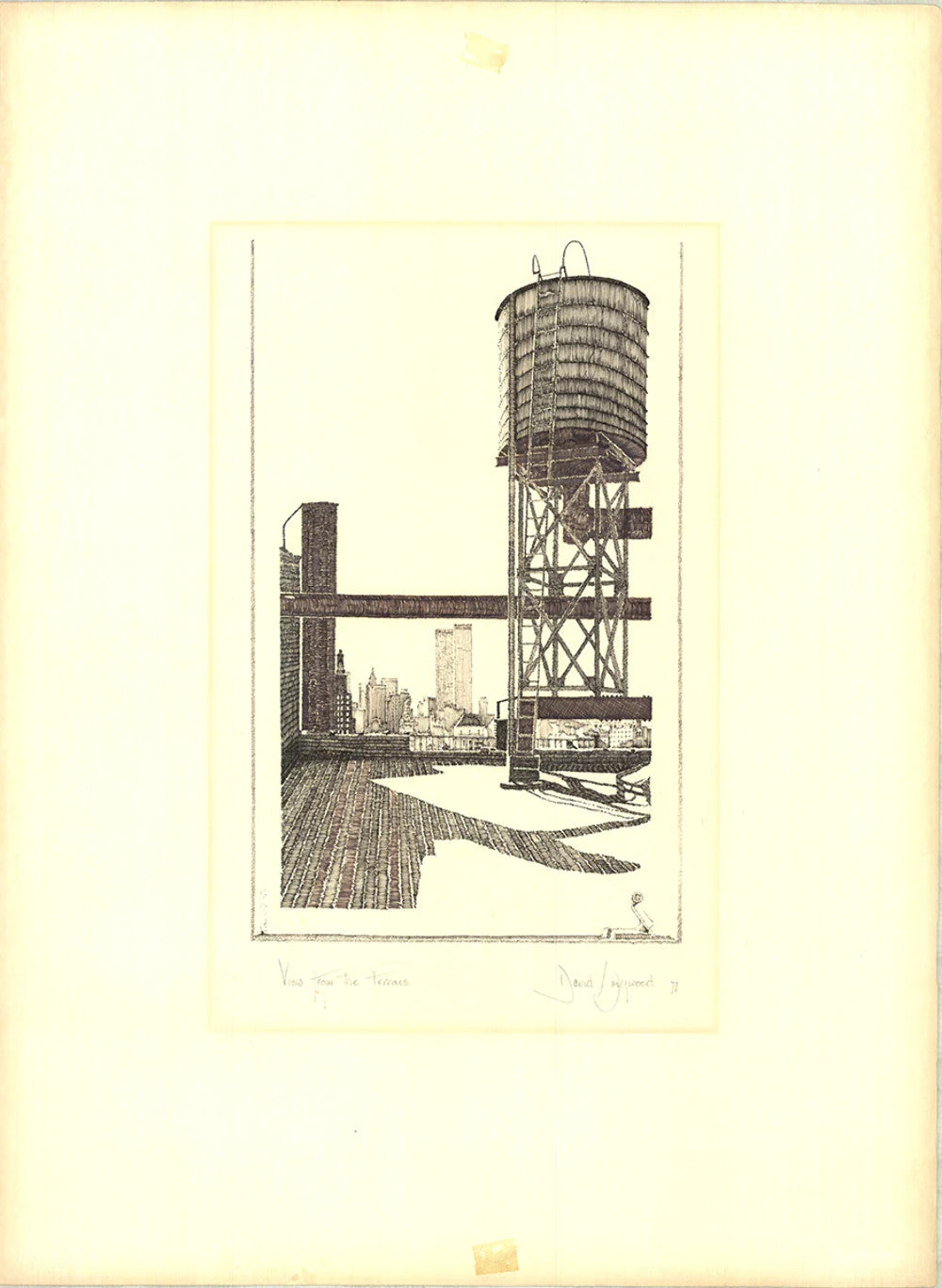 David Lingwood View From The Terrace Nyc Signed " Etching Contempor