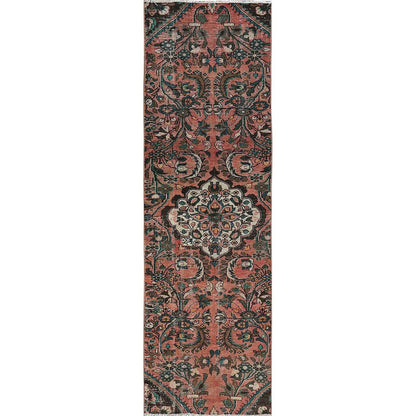 2'8"X8'3" Red Vintage Zoroastrian Hand Knotted Pure Wool Runner Clean Rug
