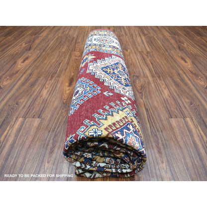 8'1"X10' Deep Red Soft Afghan Wool Hand Knotted Super Kazak Rug