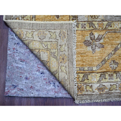 8'9"X12' Gray Pure Wool Rug Hand Knotted Afghan Angora Oushak Leaf Pattern