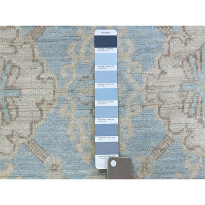 2'6"X14'10" Washed Out Blue Peshawar Hand Knotted Wool Xl Runner Rug