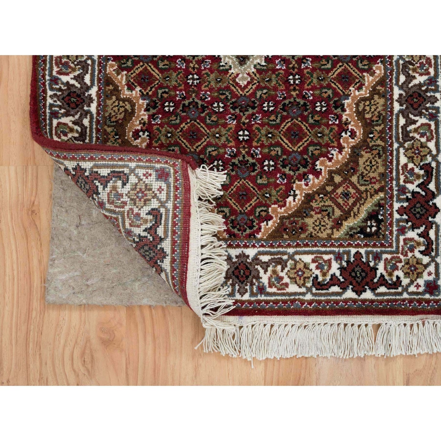 2'X8'2" Red Tebraz Medallion Design 175 Kpsi Wool Hand Knotted Runner Rug