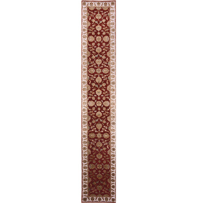 2'7"X16'4" Red Hand Knotted Wool And Silk Rajasthan Design Xl Runner Rug