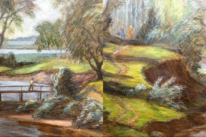 Fedor Denisovic Konstantinov Painting Landscape Of Polenovo Signed Russia Framed