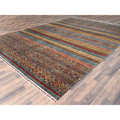 9'10"X13'2" Colorful Afghan Super Kazak Wool Hand Knotted Oriental Rug