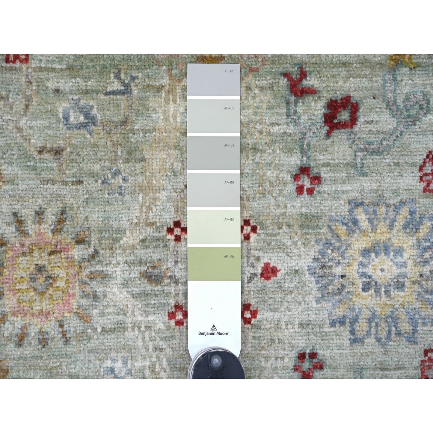 Hand knotted wool rug Green Peshawar design 7'3 x11'8" Ziegler Mahal
