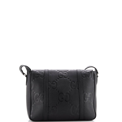Gucci Double Belt Flap Messenger Bag Jumbo Gg Embossed Leather Medium