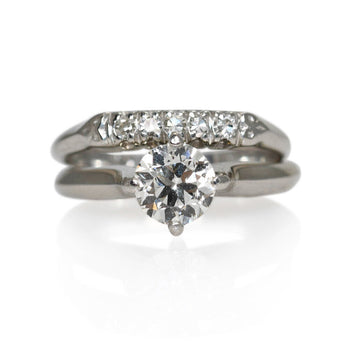 Platinum Diamond Ring Set .75Ct Center Diamond,