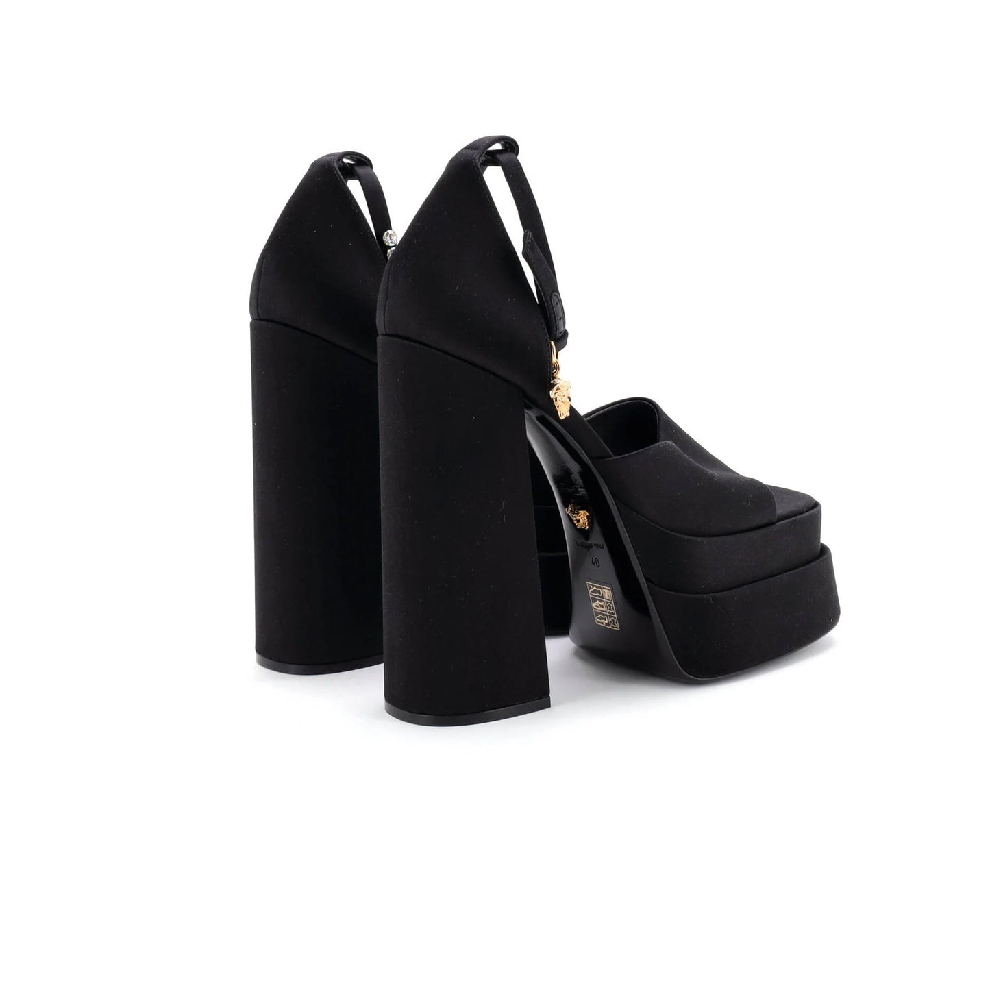 Versace Women'S Medusa Aevitas Platform Sandals Satin With Crystals