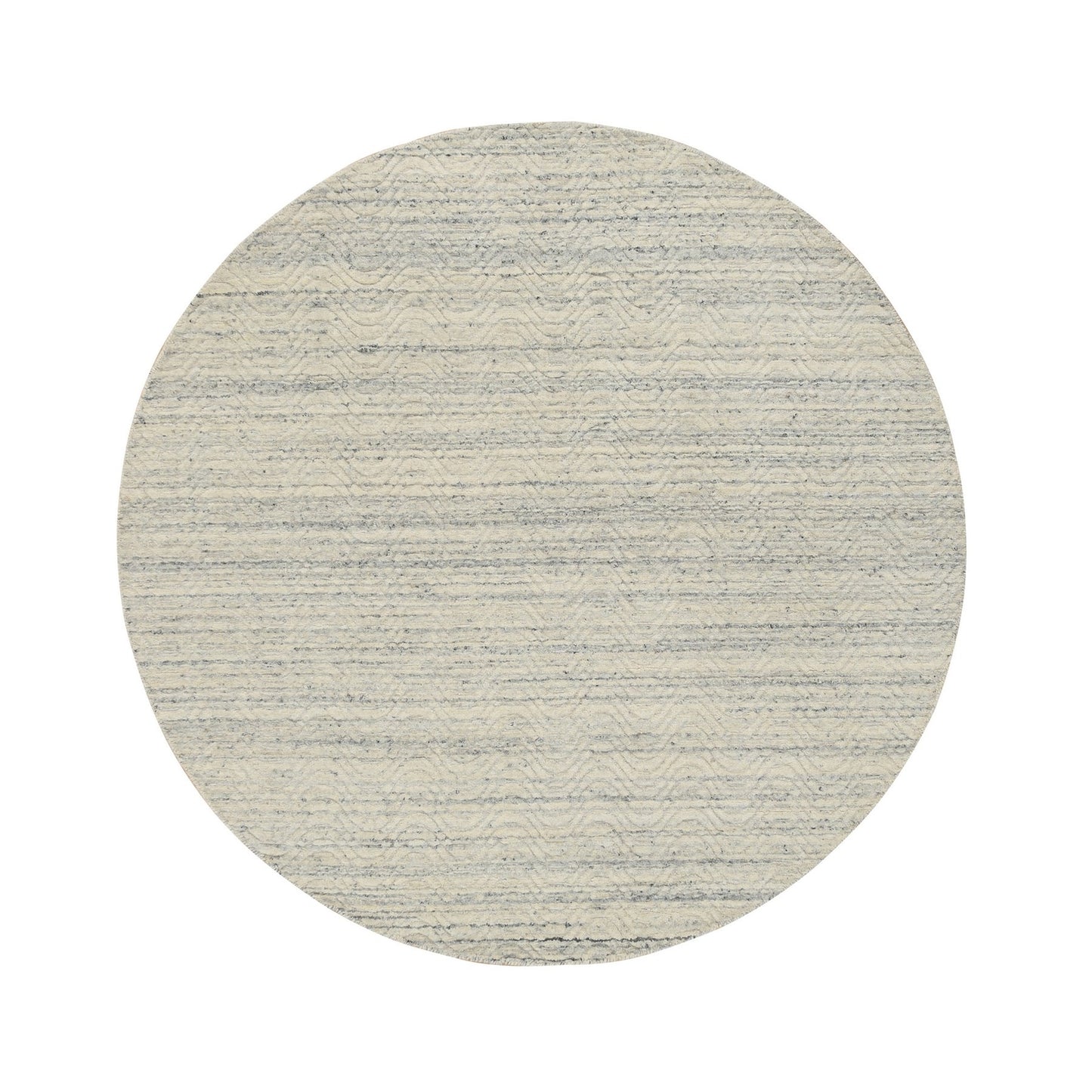 5'10"X5'10" Beige Modern Design Hand Loomed Wool Round Rug