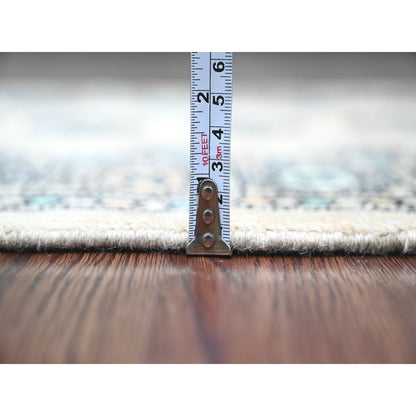 2'6"X16'2" White Mori Bokara Geometric Motif Wool Hand Knotted Runner Rug