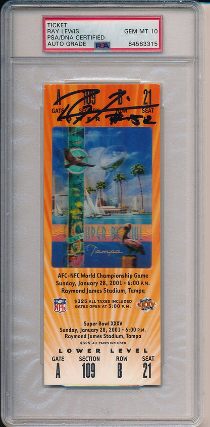 Super Bowl Xxxv Full Ticket Signed By Ravens Mvp