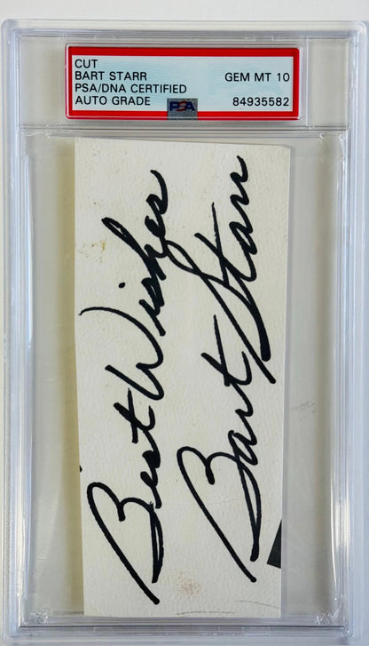 Bart Starr Autographed Cut Psa Gem Mt 10