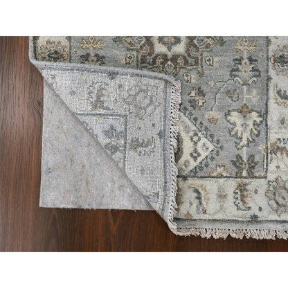 2'6"X11'8" Mist Gray Karjihooz Design Pure Wool Hand Knotted Runner Rug