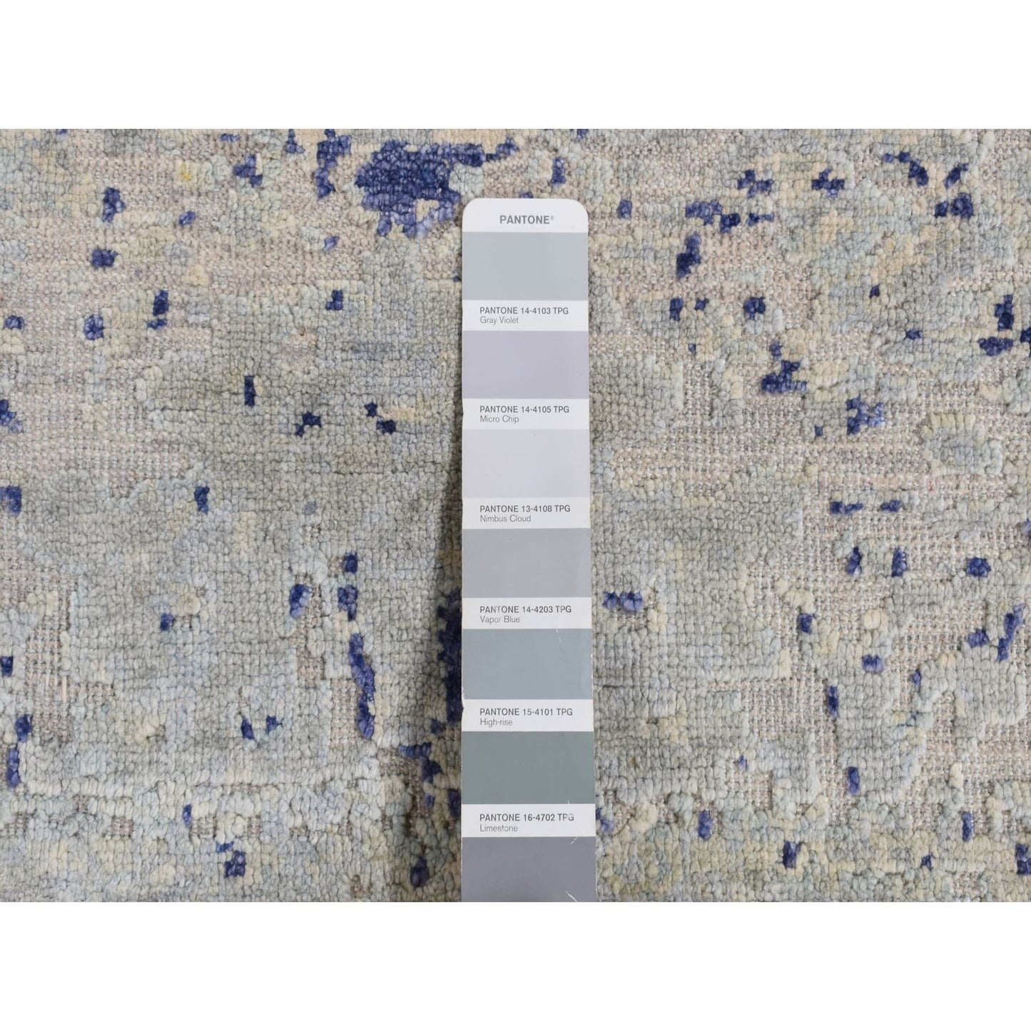 2'X3'1" Gray Cypress Tree Design Silk With Wool Hand Knotted Sample Rug