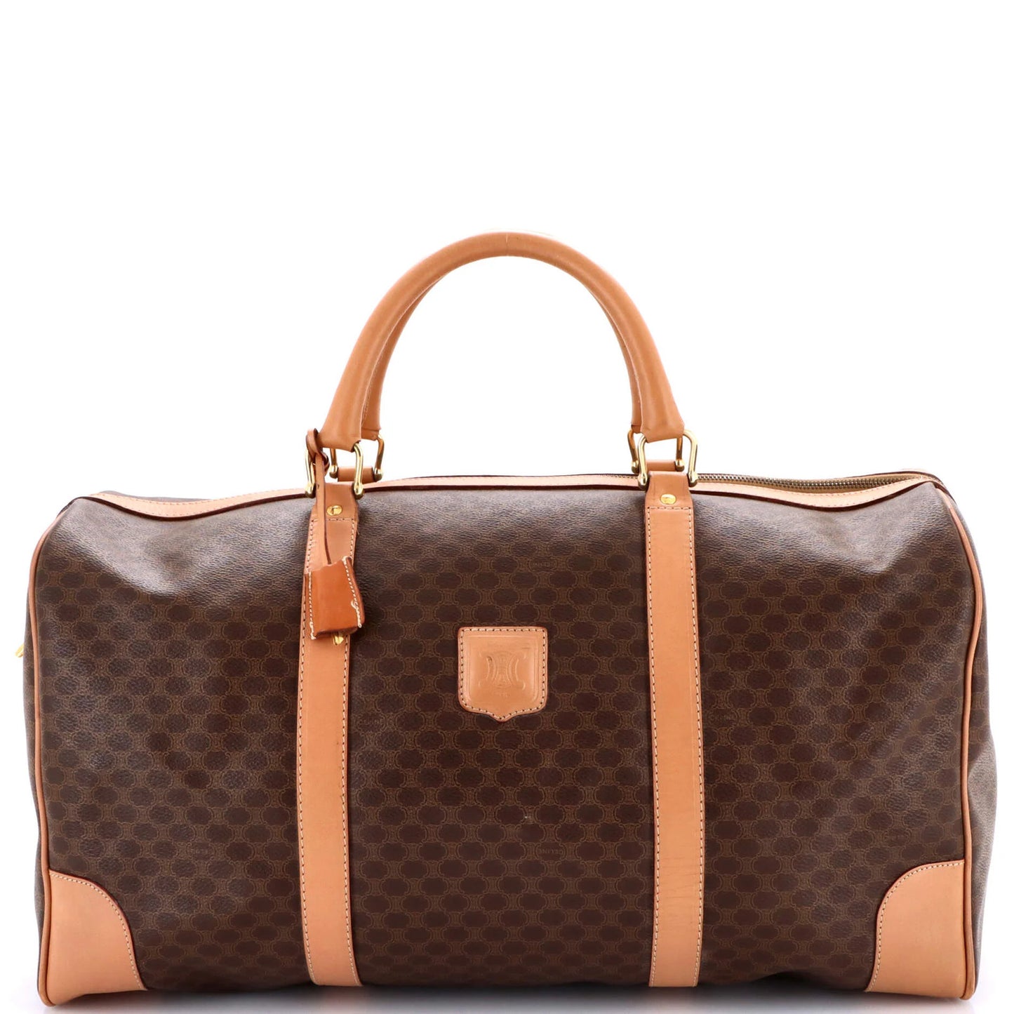 Celine Vintage Duffle Bag Macadam Coated Canvas Large