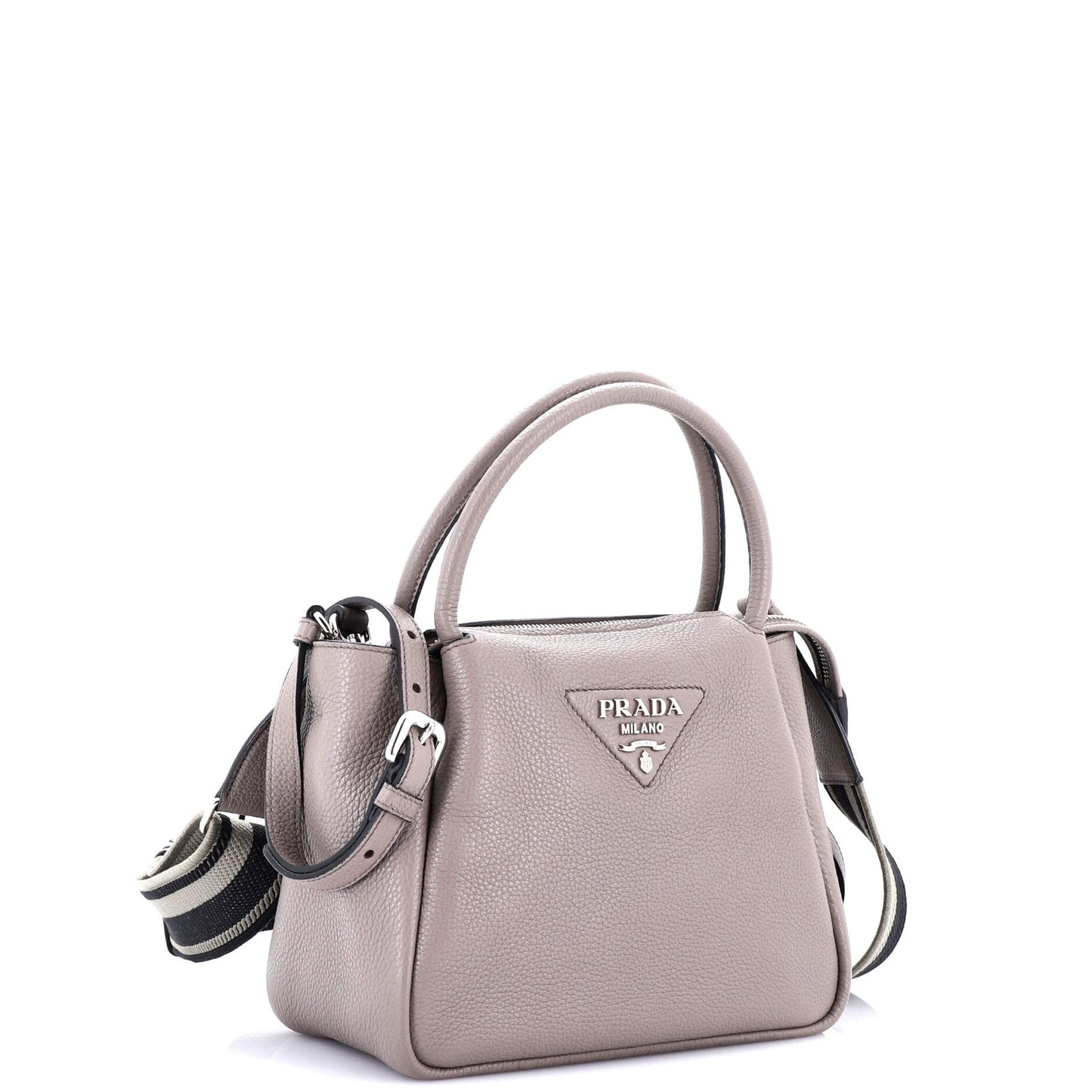 Prada Flou Zipped Top Handle Bag Vitello Daino Small