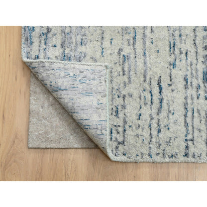 Light Gray Fine Jacquard Wool Silk Hand Loomed Oversized Rug 12'x18