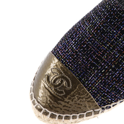 Chanel Women'S Cc Cap Toe Espadrilles Tweed With Leather