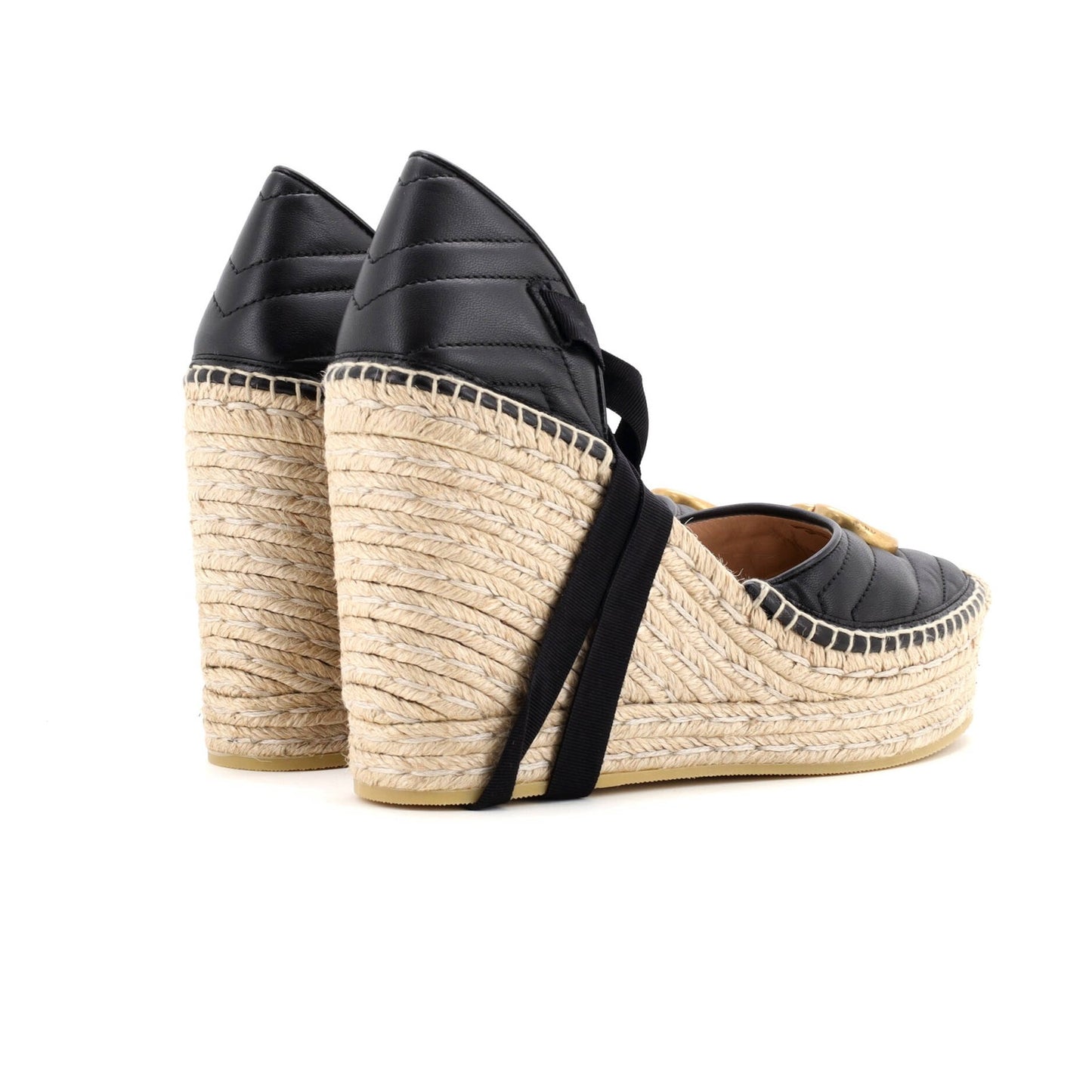 Gucci Women'S Gg Marmont Wedge Espadrilles Matelasse Leather