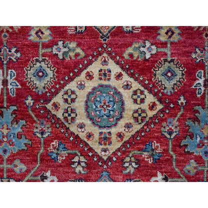 10'1"X13'10" Falcons Red Karjihooz Design Soft Wool Hand Knotted Rug
