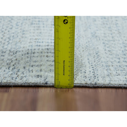 6'X6' Gray Hand Knotted Wool Modern Tone On Tone Grass Design Square Rug